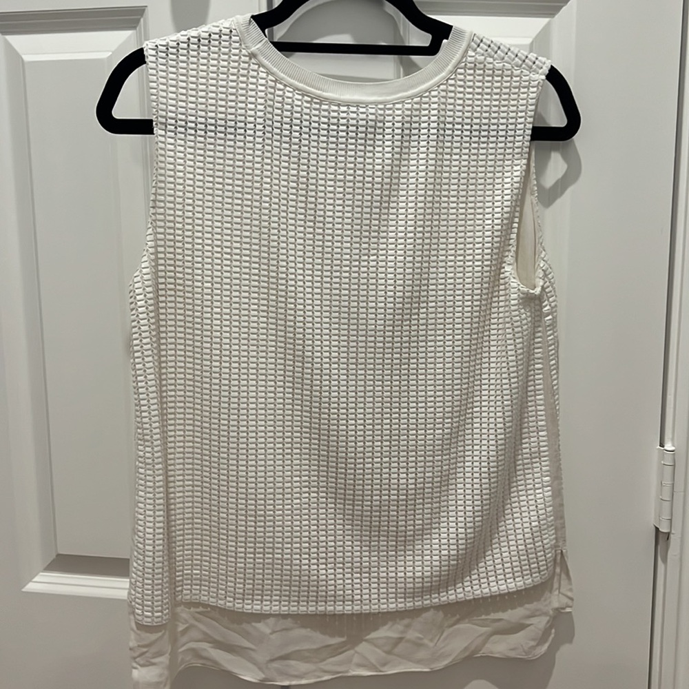 Vince Silk Mesh Overlay Layered Tank Top - Picture 3 of 4